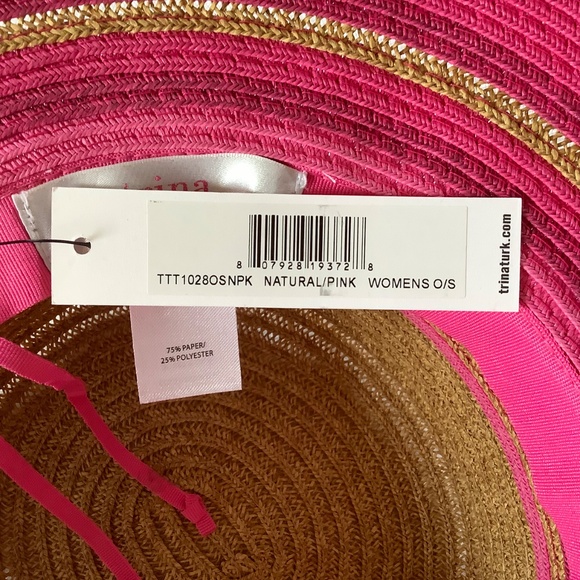 Trina Turk Tuscany Straw Sun Hat Natural Pink OS main image 3